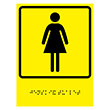 Тактильная пиктограмма «Женский туалет» с азбукой Брайля, ДС69 (пластик 2 мм, 150х225 мм)